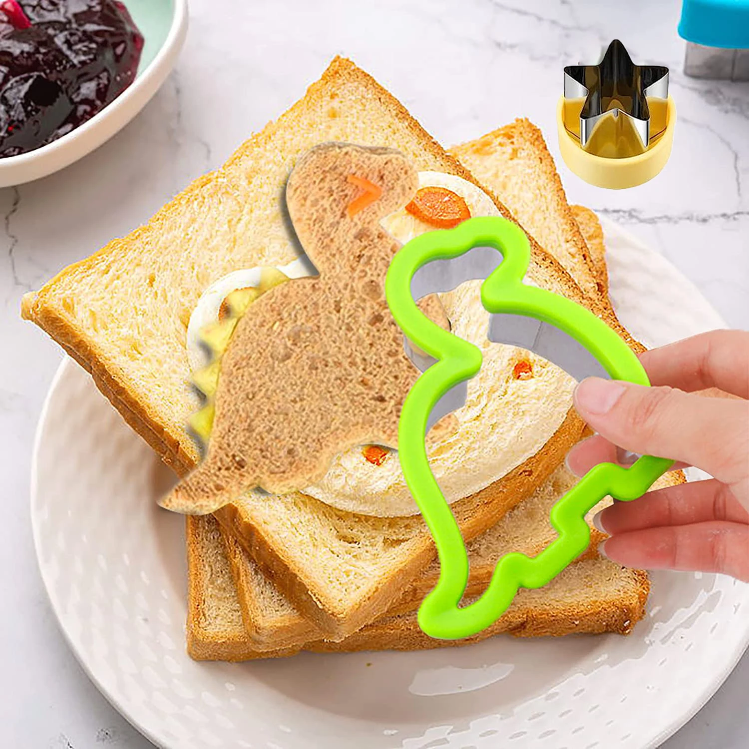 Description Picture 5 of itemSandwich Cutters Set for Children Dinosaur Cookie Mold Maker Fruit Shape Cutters School Lunch Bento Box accesssories for kids