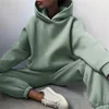 Women's Tracksuit Suit Autumn Fashion Warm Hoodie Sweatshirts Two Pieces Oversized Solid Casual Hoody Pullovers Long Pant Sets 6