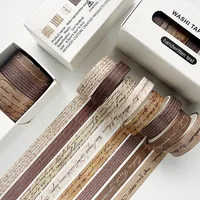 8Pcs Retro Washi Tapes Scrapbooking Supplies Grid Washitape Diary Decoration Stationery Cinta Adhesiva Decorativa Washi Tape 1