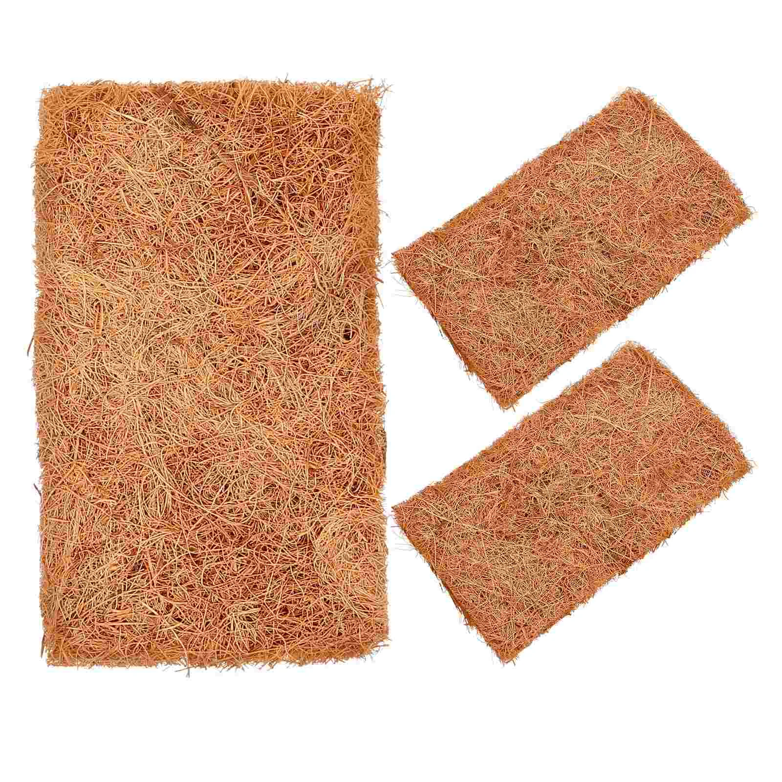 

3 Pcs Brown Silk Scouring Pad Rags Dishcloth Wipes Towel Duster Bathroom Washing