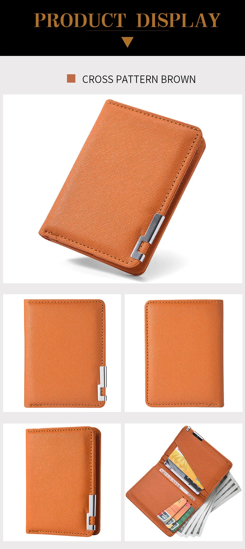 Small Slim Business-Style Wallet - Multiple Card Slots, Credit Card and Driver's License Holder, Geometric In Black Faux Leather