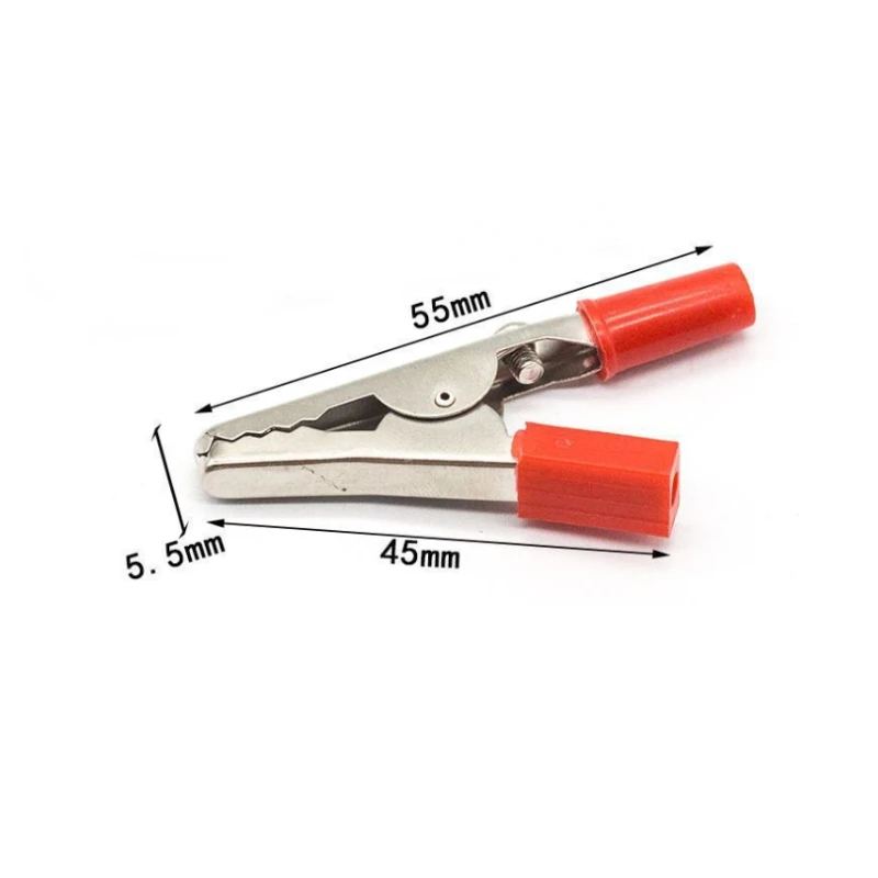 Insulated Crocodile clip 1/2/5pcs Plastic Handle Cable Lead Test Charging Clamp Metal Crocodile Clamp Length 52mm, alligator clips,electric test clamp,test clip,test leads,electrical clamp