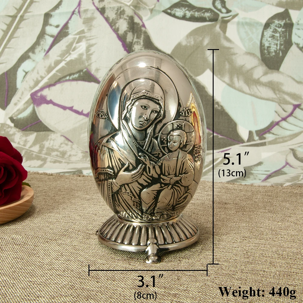 HT New Creative Design Holy Virgin Mary Statue Metal Alloy Round Shape Orthodox Catholic Church Decoration Ornament
