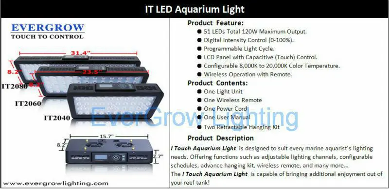 ライト・照明器具 LED Intelligent Lighting IT2060 IT2060 Programmable 72 Inch Aquarium Led Lights for Fish