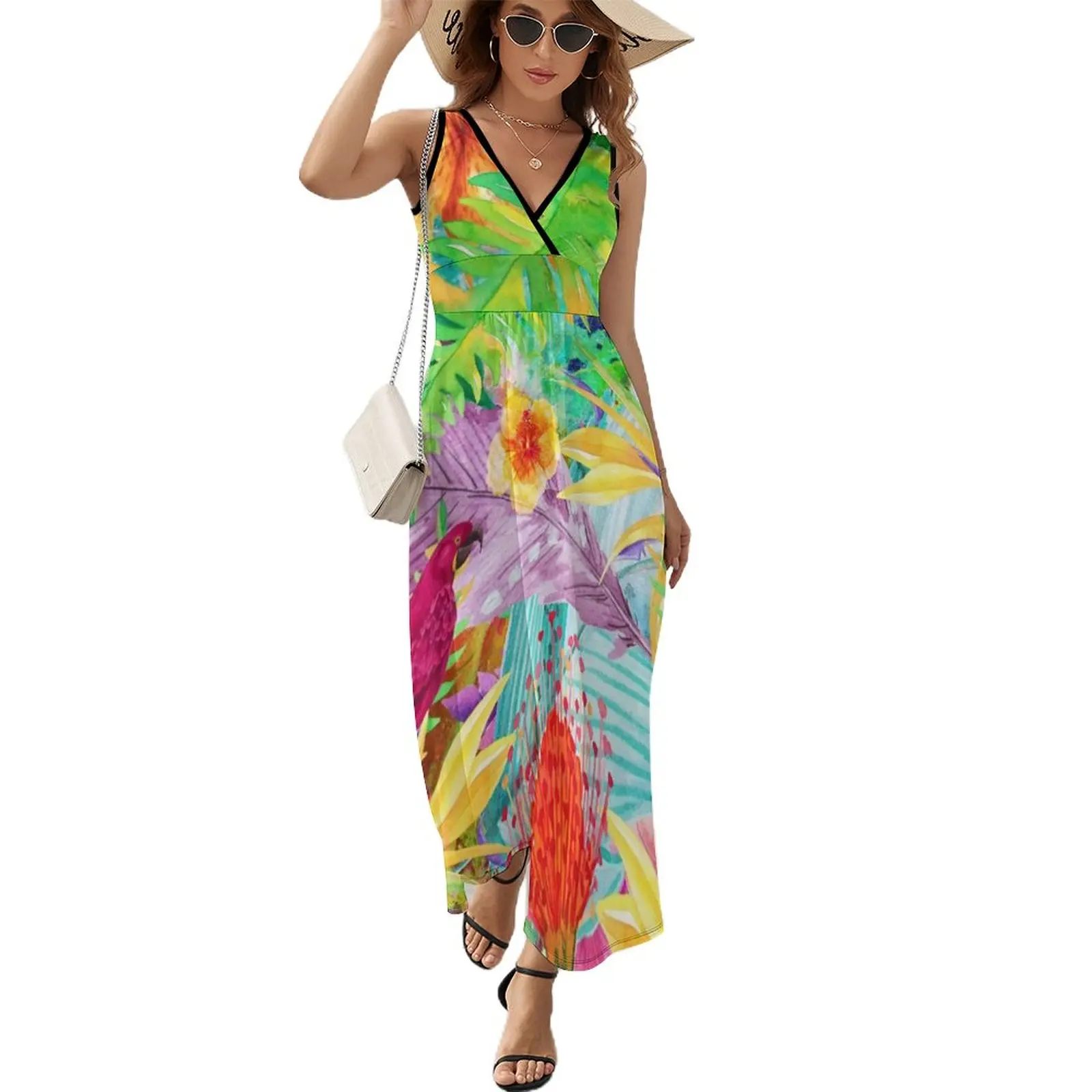 Parrots Sleeveless Dress prom clothes sexy dress women's dresses luxury