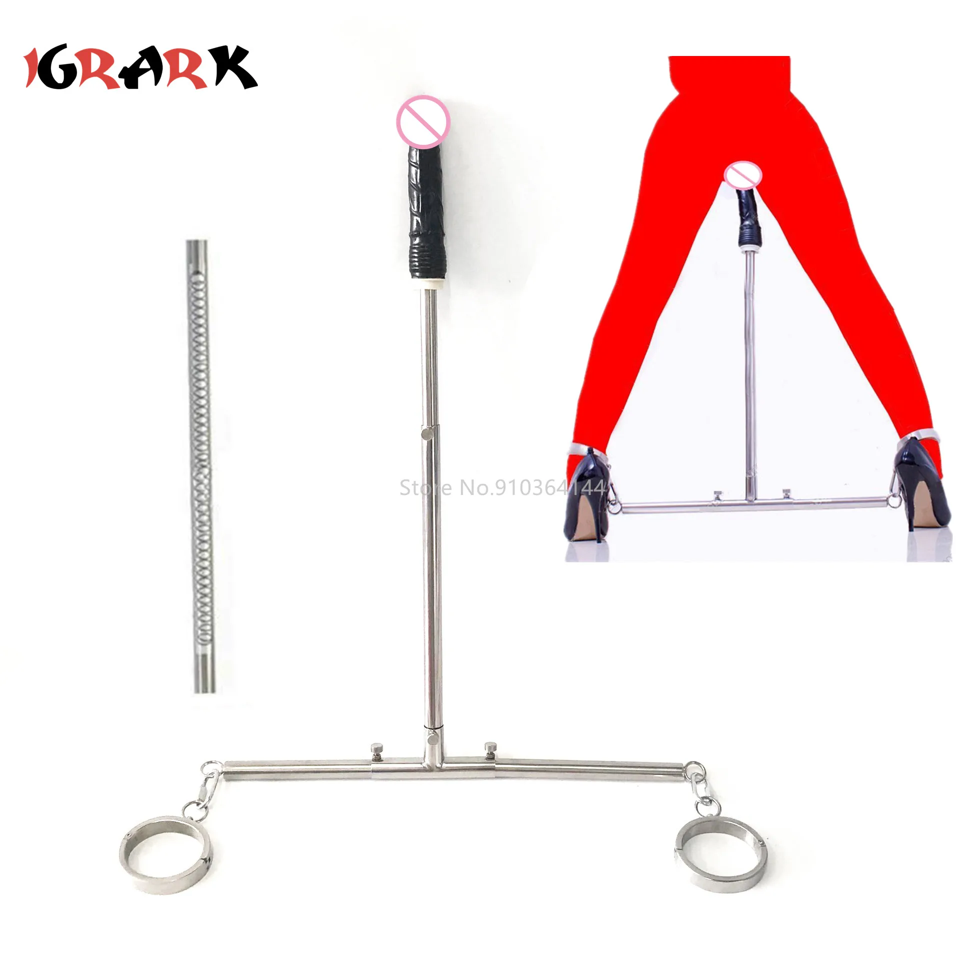 BDSM Bondage Device Anklecuffs Dildo Anal Plug Spreader Bar Open Leg Sex Toys For Couples Adult 18 Stainless Steel T Metal Frame