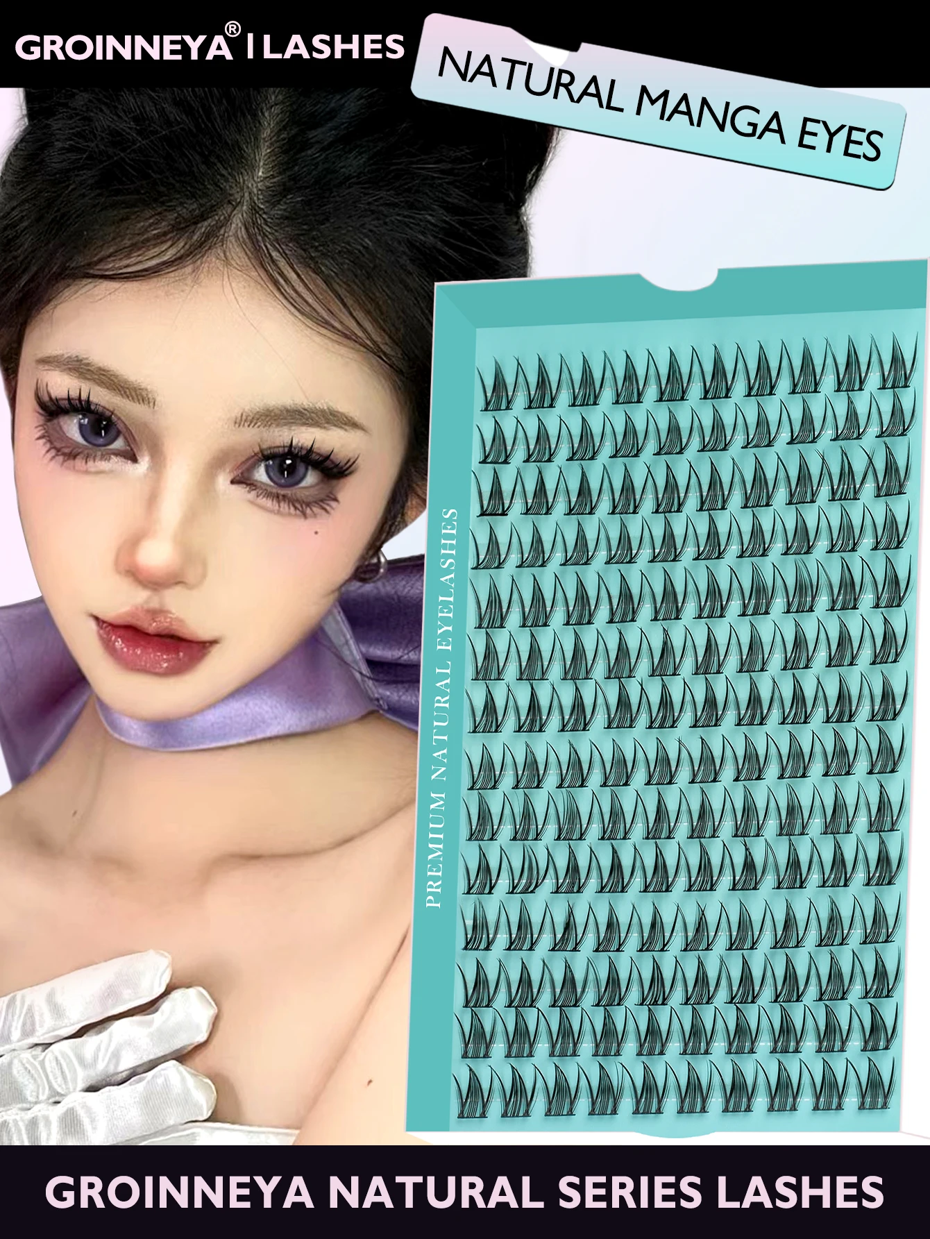 Fairy Lash Clusters Manga Eyelash Clusters WideSpan DIY Eyelashes Wet-Look Spiky Individual with Thin Invisible Lash Band fake eyelashes,eyelash set