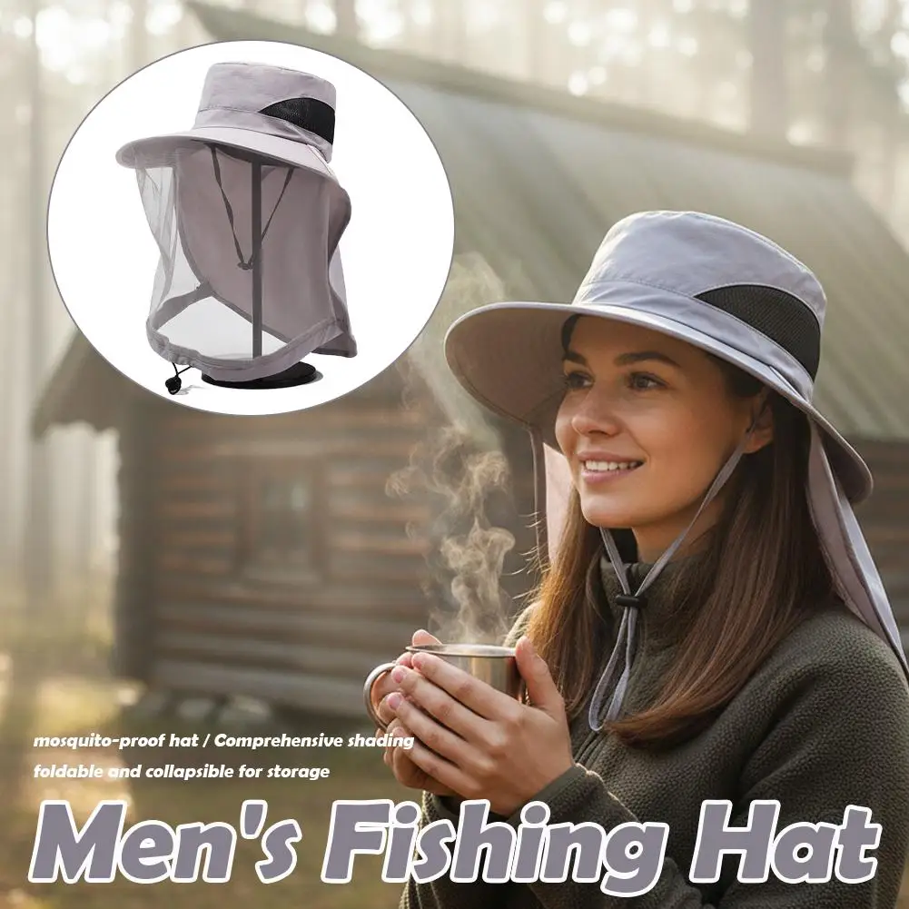 Unisex Faltbarer Moskito-Hut mit Verstecktem Netzgewebe Insektenabwehrender Bienenschutz Lässiger Outdoor-Sonnenschutz Anglerhut – Detail 8