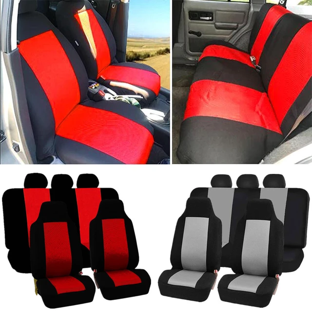 FH Group - Juego completo de fundas de asiento de automóvil, de tela roja,  ajuste universal, de asiento delantero de respaldo bajo y de asiento