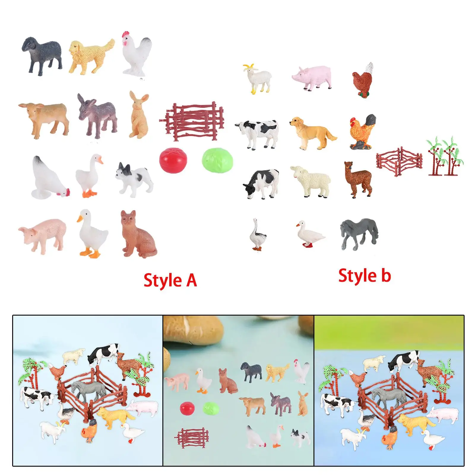 12 Pieces Farm Animals, Mini Animal Figures Set, Gifts for Kids Boys Girls 3 4 5 6 Years Old