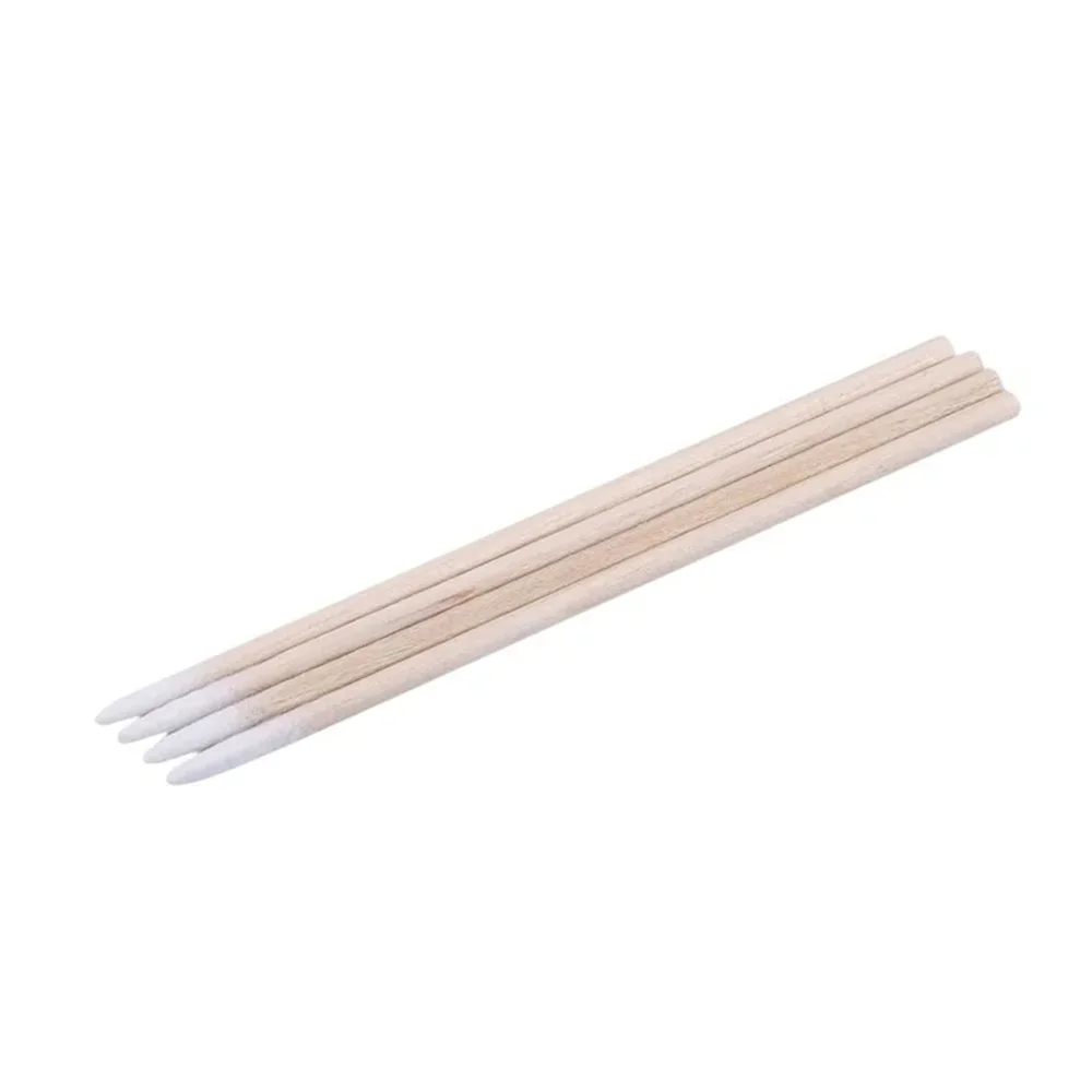100/300 PCS/Ear Care Clean Wood Handle Pointed Tip Head Cotton Semi Permanent Eyebrow Eyelash Tattoo Thread Beauty Makeup Remove 6
