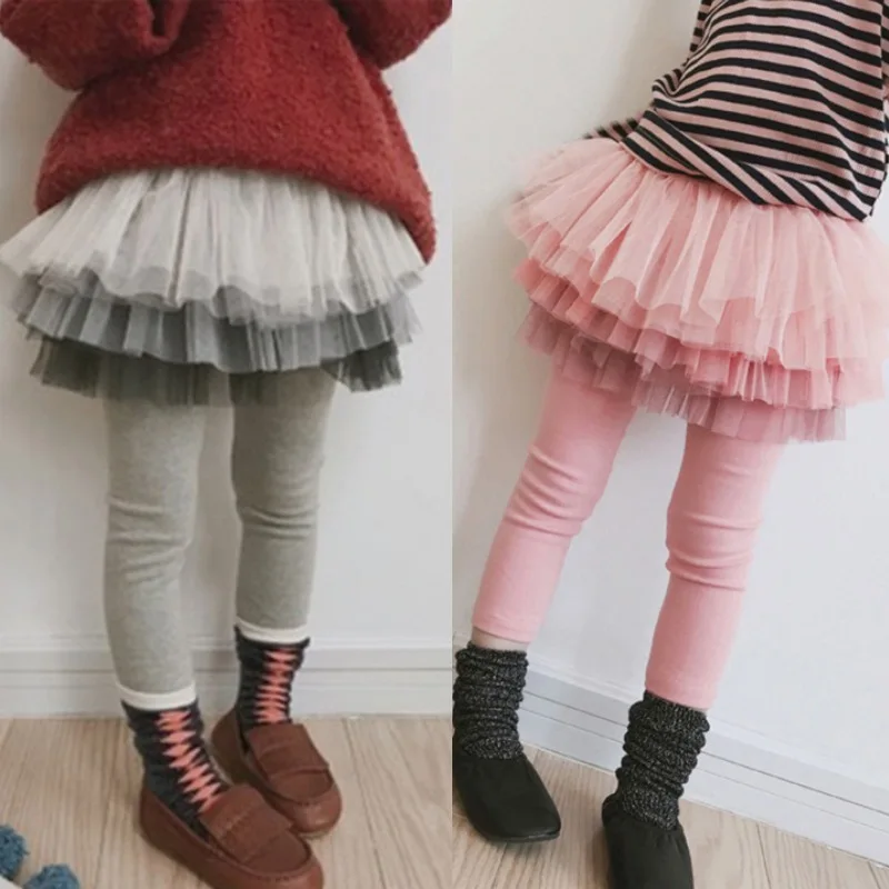 2-8T Spring Girl Legging Skirt-Pants  Tutu Skirt Warm Tights Cute Layered Lace Skirt Pants Bottom Pants