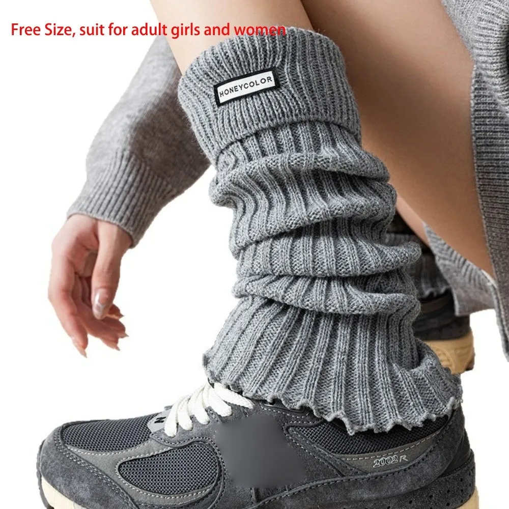 Thickened Solid Color Leg Warmers Polyester Fiber Mid Calf Socks