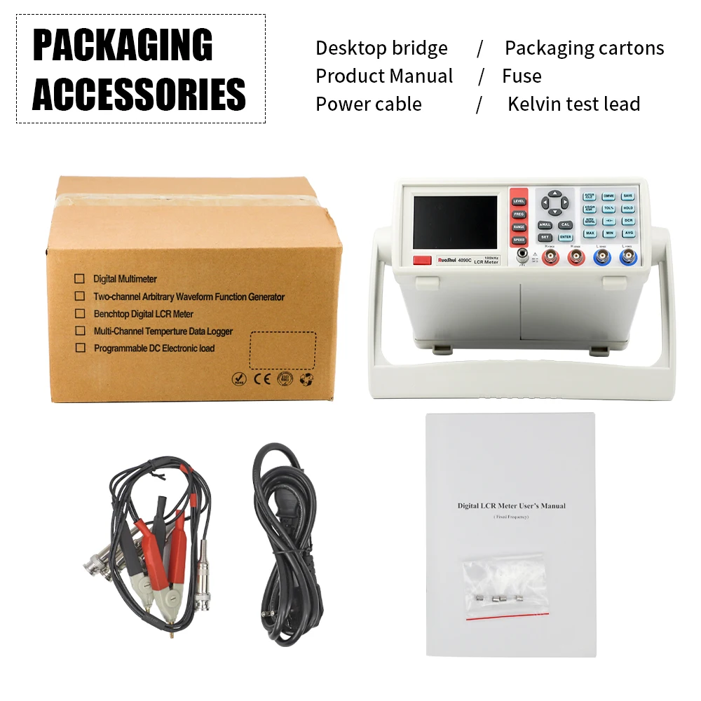 RuoShui 4090 Digital LCR Meter Desktop Capacitance Resistance Impedance Inductance Measure Instrument Electric Bridge Component 6
