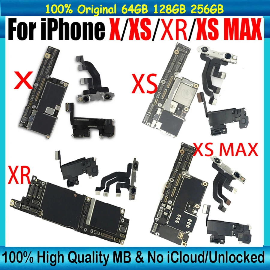 Original Mainboard for iPhone X XS XR XS Max Motherboard Face ID Full Chips Unlocked Logic Board Working