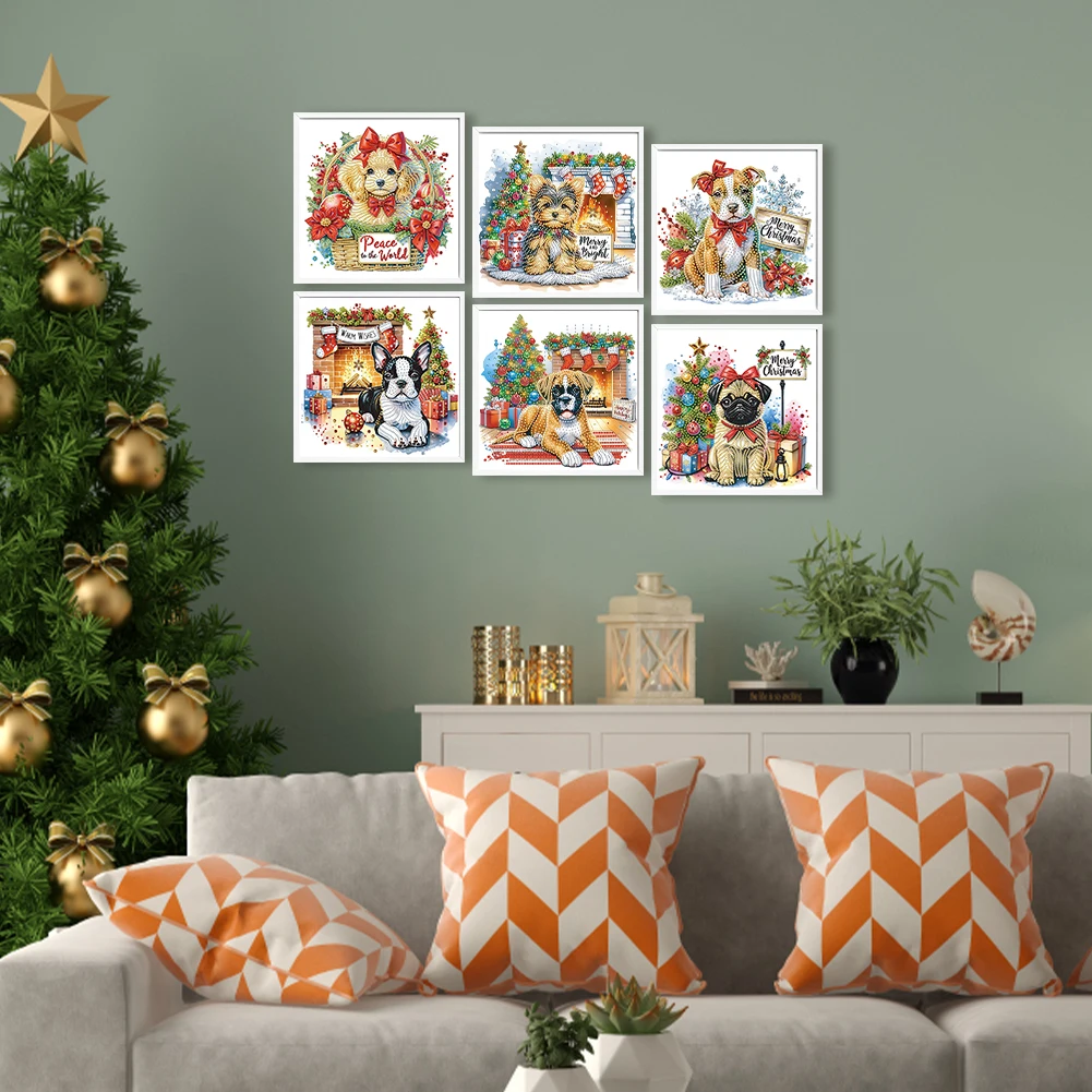 6pcs Partial Drill DIY 5D Diamond Art Painting Kits Special Shape 30x30cm Crystal Rhinestone Paintings for Home Wall Decor