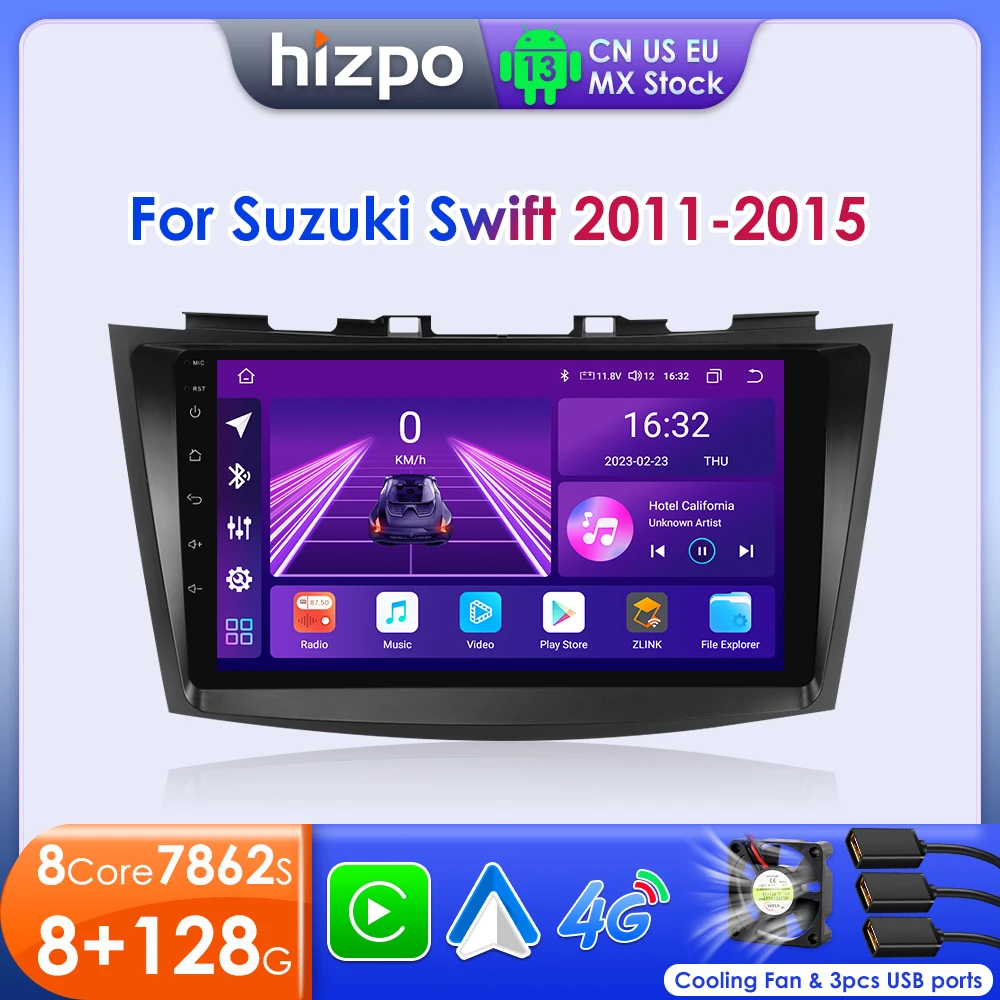 Hzipo 자동차 라디오, 스즈키 스위프트 4 2011 - 2015 2Din, 안드로이드 스테레오, GPS 네비게이션 플레이어, 멀티미디어, 자동 카플레이, DSP BT, 8G + 128G