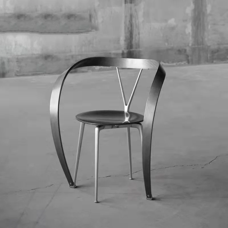 

Simple Designer Middle-Ancient Metal Wood Color Restaurant Single Leisure Ribbon Chair