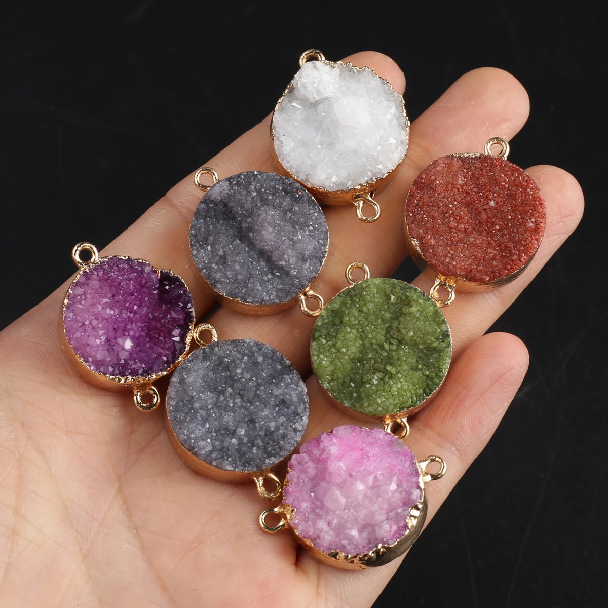 

10PCS Wholesale Natural Crystal Cluster Connector Pendant 21x28x7mm Jewelry Making DIY Necklace Earrings Accessories Gift
