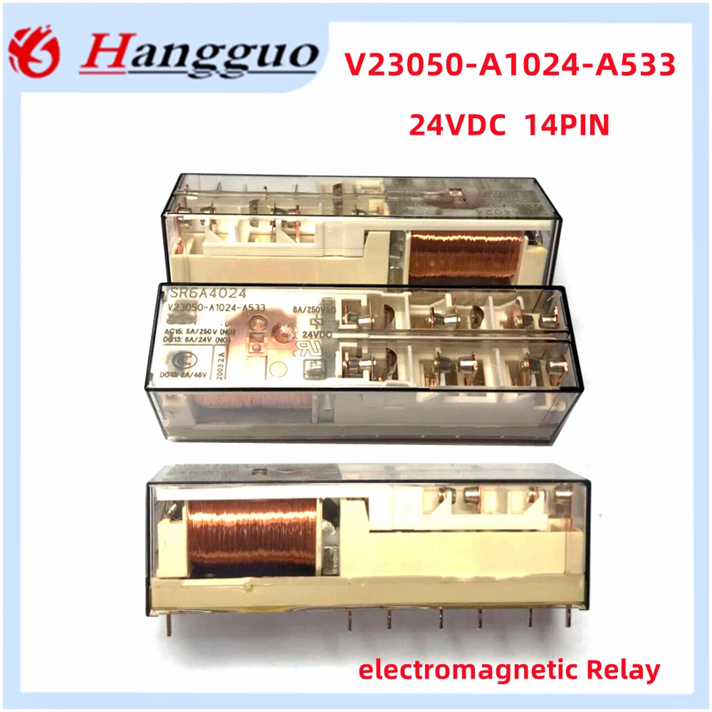 Relè Elettromagnetico Sr6A4024 V23050-A1024-A533 Sr6B4024 V23050-A1024-A542 24Vdc 14-Pin 8A Per Relè Di Sicurezza Per Ascensori Tyco