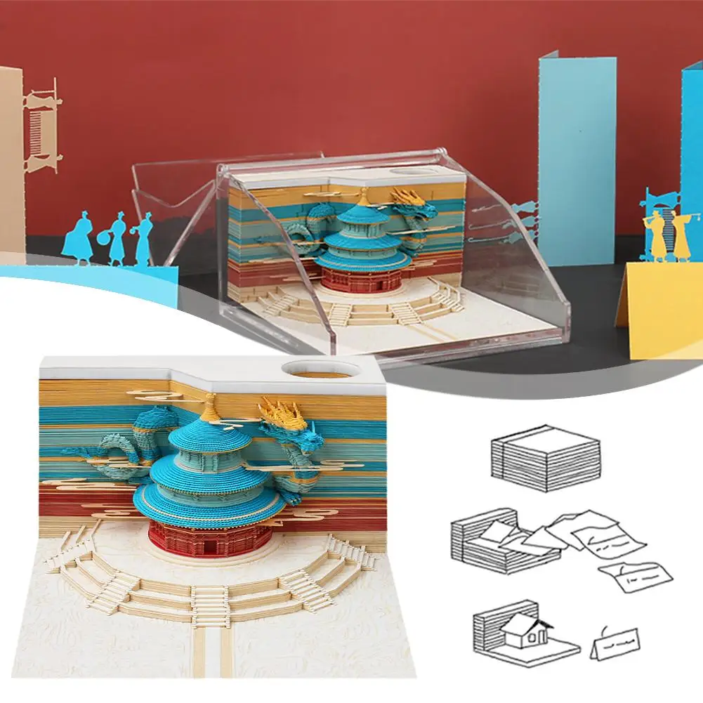 

Praying For New Year Hall 3D Creative Gift Hand Tear Paper Carved Memo Paper Y1Q6