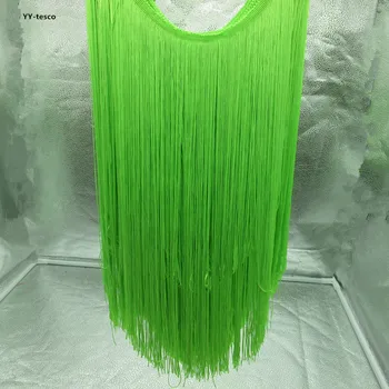 5 metri 50 cm di larghezza frangia nastro di pizzo bordo nappa frangia verde fluorescente taglio per abiti latini accessori per abiti da palcoscenico