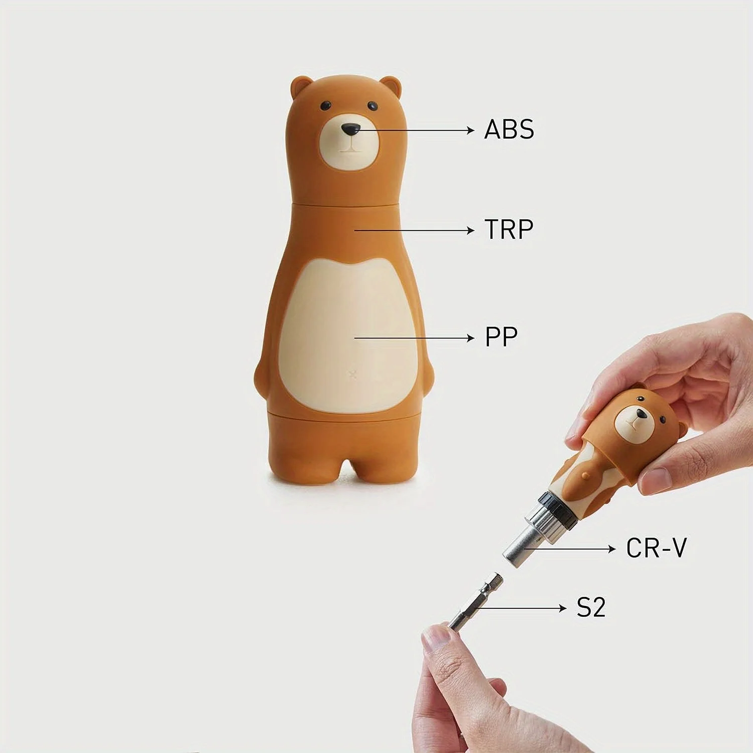6 in 1 Cartoon Bear Ratcheting Screwdriver Set, Multi-Functional Tool with Lovely Design, Ideal Gift for DIY Enthusiasts