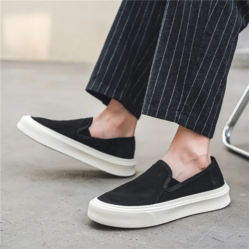 Men's Shoes Slip-on  Harajuku Style Student Cloth ShoesLow-cut Trendy  Black Sneakers=męskie Tenisówki Na Co Dzień=кроссовки 6