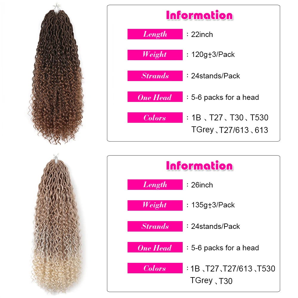 Synthetic New Goddess Locs Crochet Hair River Fauxs Locs Braiding With Curly Hair In Middle And Ends Braiding Hair Extensions
