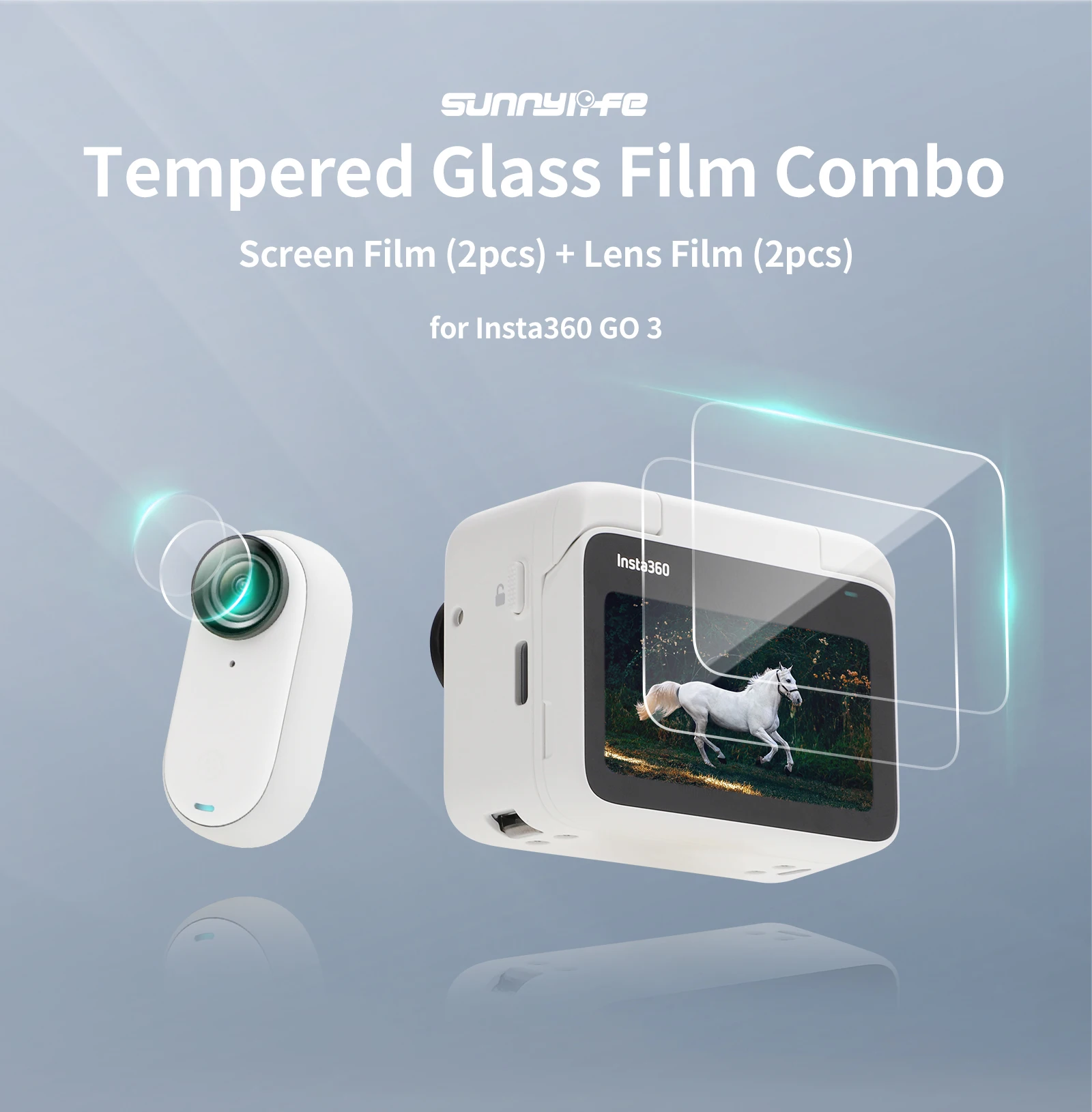

Sunnylife Tempered Film for Insta360 GO 3 Thumb Shake Resistant Camera Screen Lens Protective Film 0.3mm
