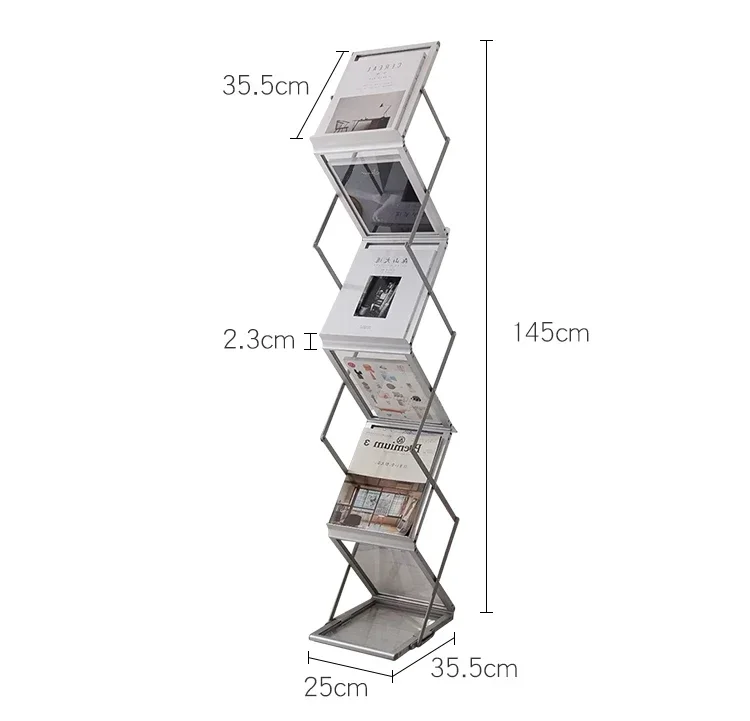 Nordic folding bookshelf home vertical floor magazine rack floor creative art small bookcase storage shelf