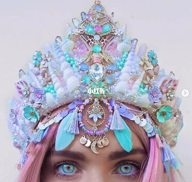 Shark Mermaid Crown Ice and Snow Crystal cos Hanfu Headdress Accessories  Handmade Lolita Marine Shell Style Fashion Novelty