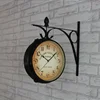 1 PCS Dual Face Paddington Wall Clock Black Outdoor Garden Decor Wall Clock Dia European Style Outside Bracket Retro Decoration 4