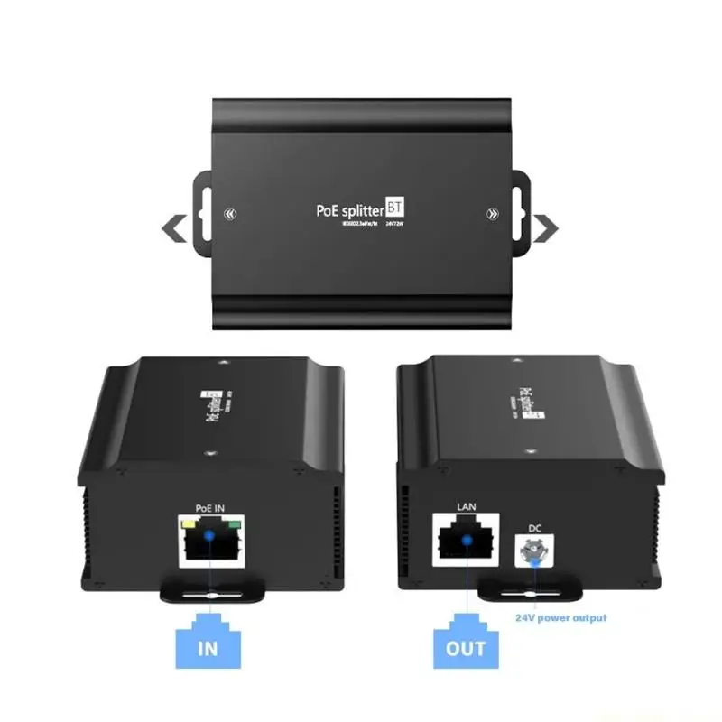 F62C 48V  24V PoE 변환기 이더넷 어댑터 변환기를 통한 전원 보안 카메라 용 데이터 전송 POE 어댑터