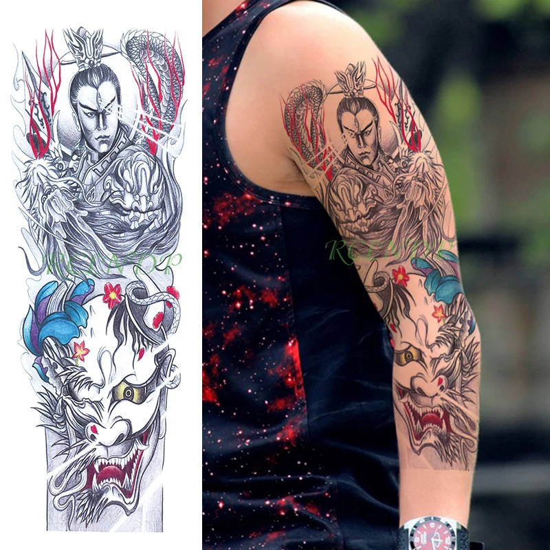 

Водостойкая Временная тату-наклейка в японском стиле prajna Erlang God flower full arm fake tatto flash sleeve tatoo для мужчин и женщин