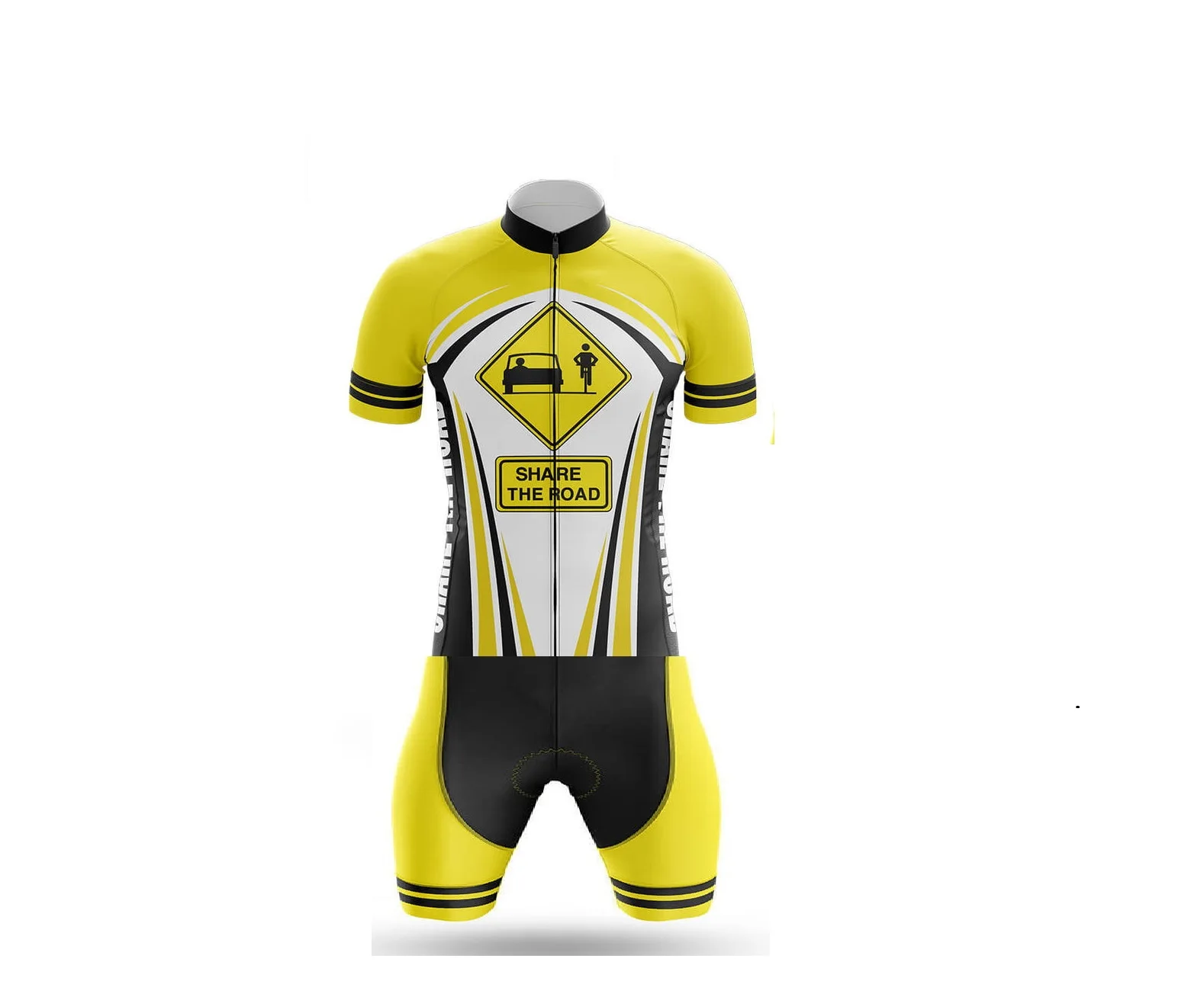 

LASER CUT MEN'S CYCLING WEAR CYCLING JERSEY BODY SUIT SKINSUIT WITH POWER BAND Share The Road - Safety TEAM SIZE: XS-4XL