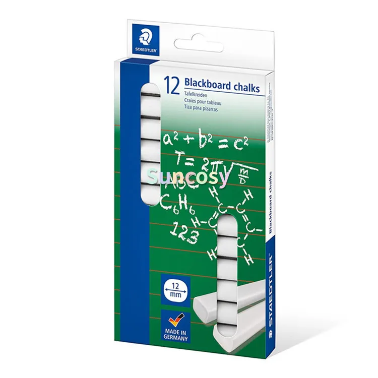 STAEDTLER 화이트 칠판 분필 2350, 12 개 세트, 미세하고 매끄럽고 안전하게 먼지 없는 큰 코어, 직경 12mm, 독일산