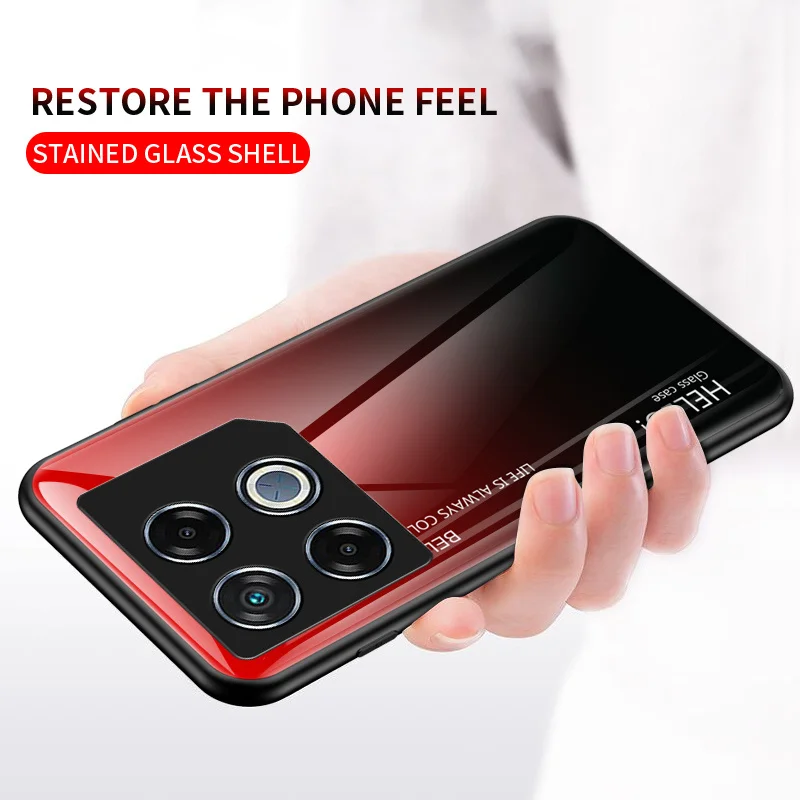 Gradient Shockproof Tempered Glass Hard Back Cover Case