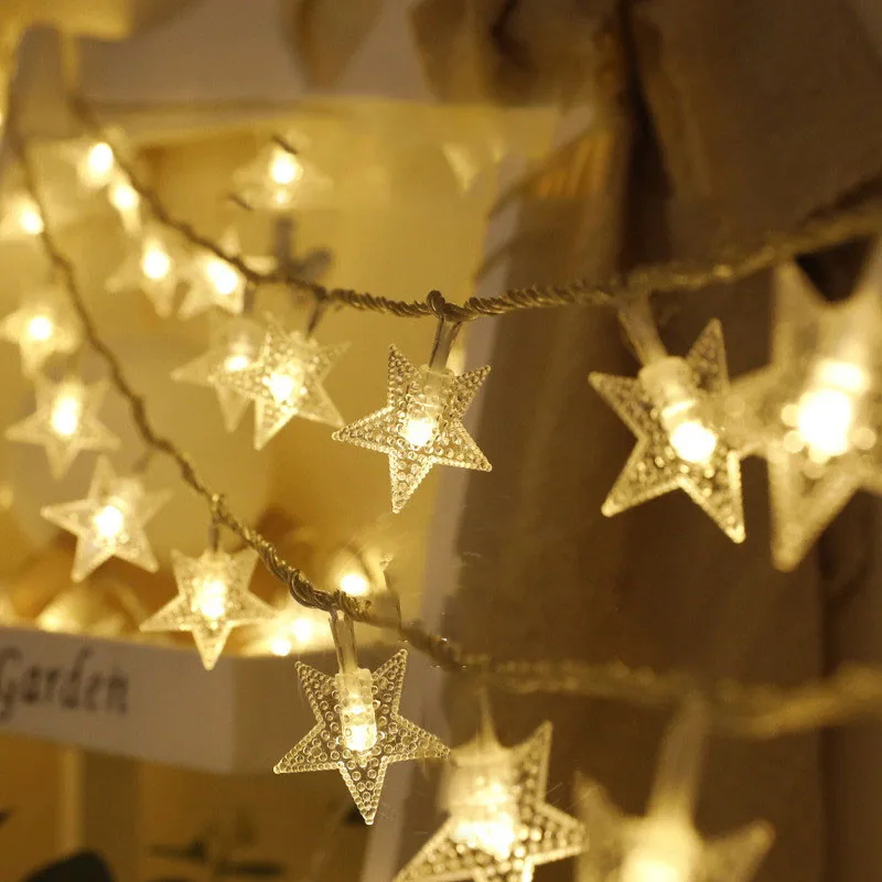 

20Leds Star Snow Ball String Fairy Lights Garland Christmas Tree Decorations Outdoor Battery Powered Wedding Patio Garden Decor