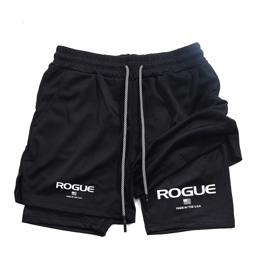 Rogue Gyms Men's Sports Shorts Four Seasons Sports 2-in-1 Double Layer Tight Shorts Sports Shorts Fashionable and Casual