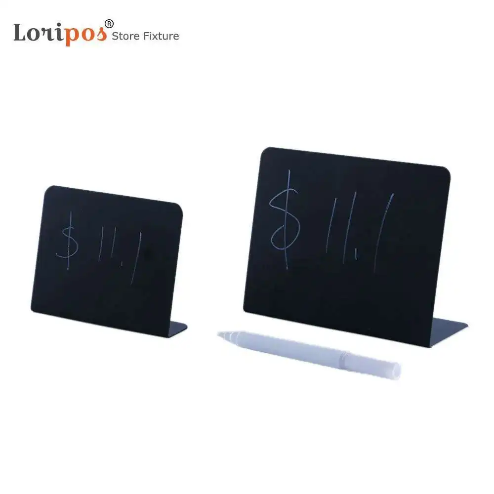 10pcs/lot L Black Price Tag Holder Display Label Stand Store Mini Chalk Menu Board Blackboard Liquid Sign Holder Loripos