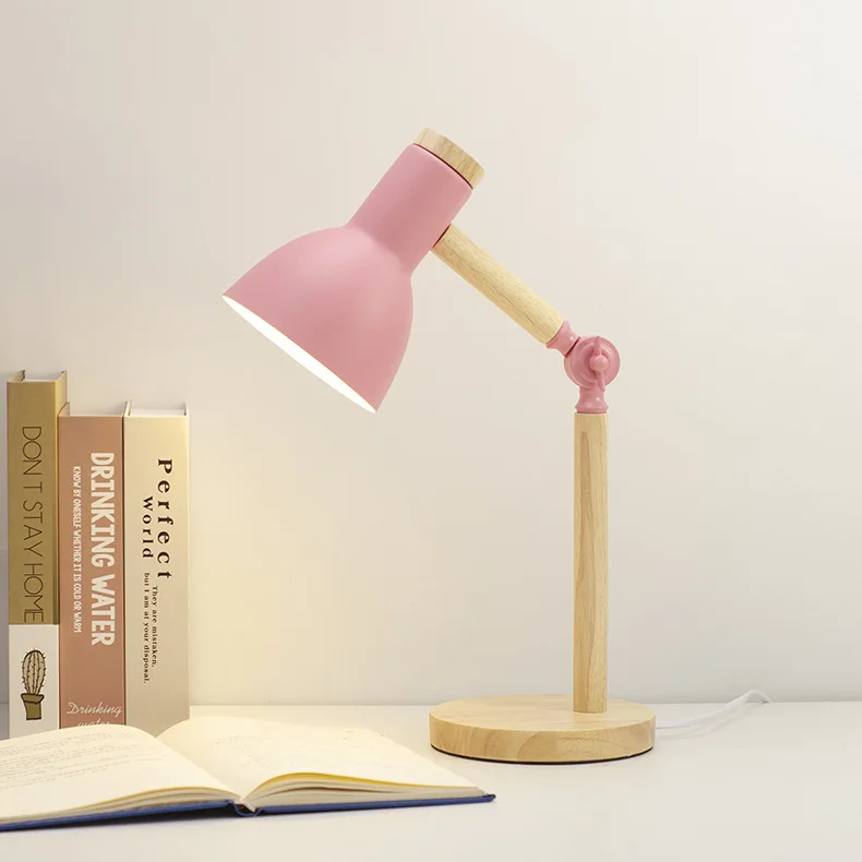 Nordic LED Desk Lamp - Wooden Iron Folding Table Lamp for Dorm & Home Office