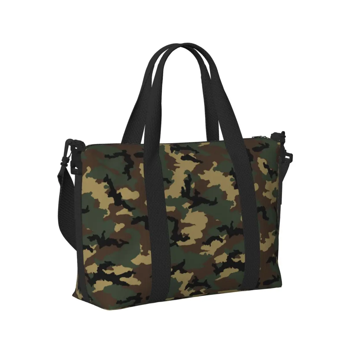 Original Woodland Camo Beach Tote Bag for Women Military Army Camouflage Large Compartment Beach Gym Travel Bags