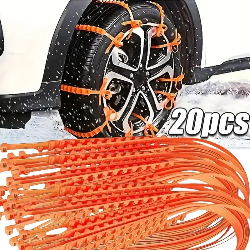 10pcs Winter Car Snow Chain Antiskid 20pcs Car Motorcycle Outdoor Snow Tire Emergency Anti-Skid Tyre Chains Auto Accessories