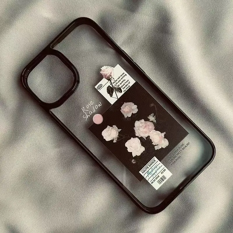 Stylish Artistic Rose Transparent Phone Case Cover