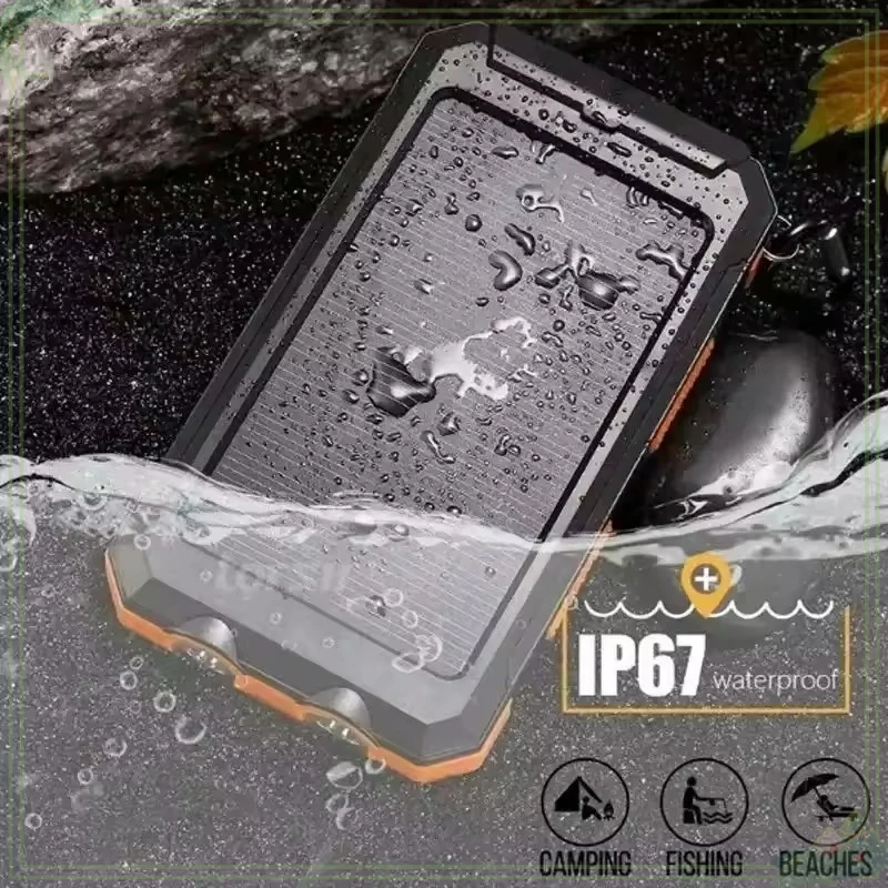 New Solar Bank 20000mah portable power bank camping external battery with charger bright light LDE light for all smartphones 6
