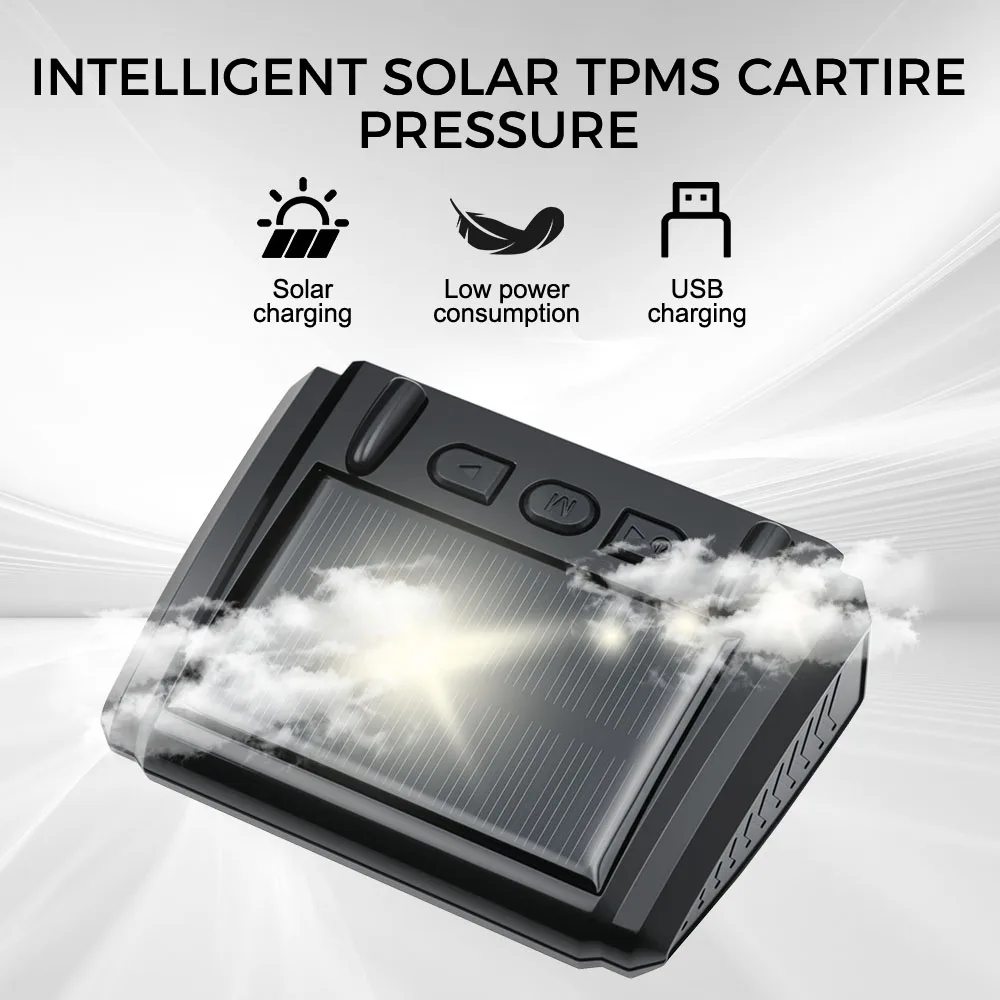 Universal Auto Solar TPMS with Car Security and Temperature Warning Features