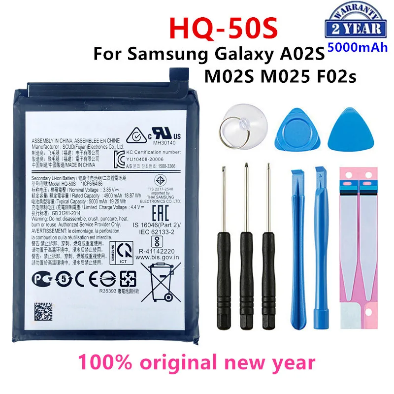 

100% Orginal HQ-50S 5000mAh Replacement Battery For Samsung Galaxy A02S M02S (M025) F02S Mobile Phone Batteries+Tools