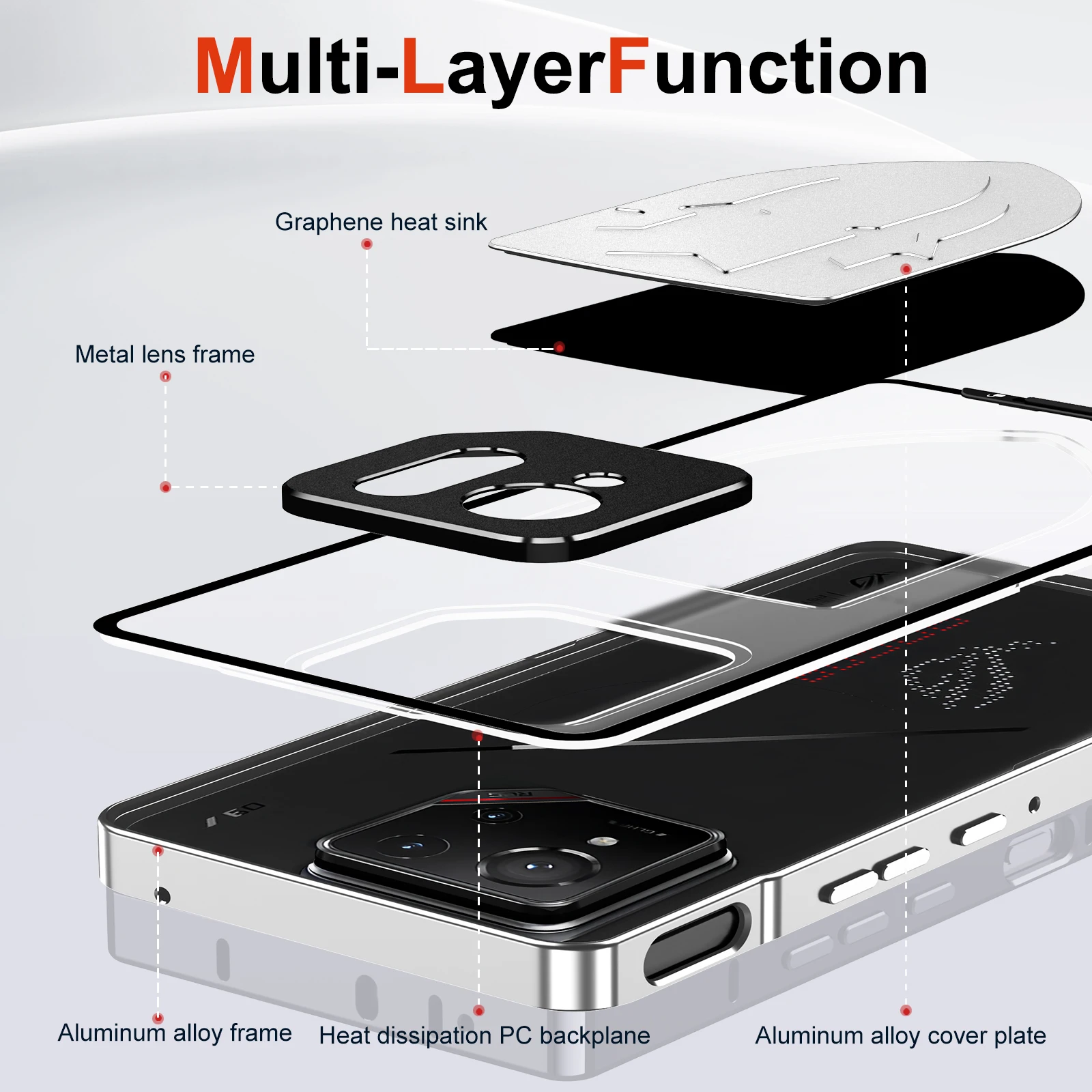 Graphene Heat Dissipation Shockproof Aluminum Phone Case