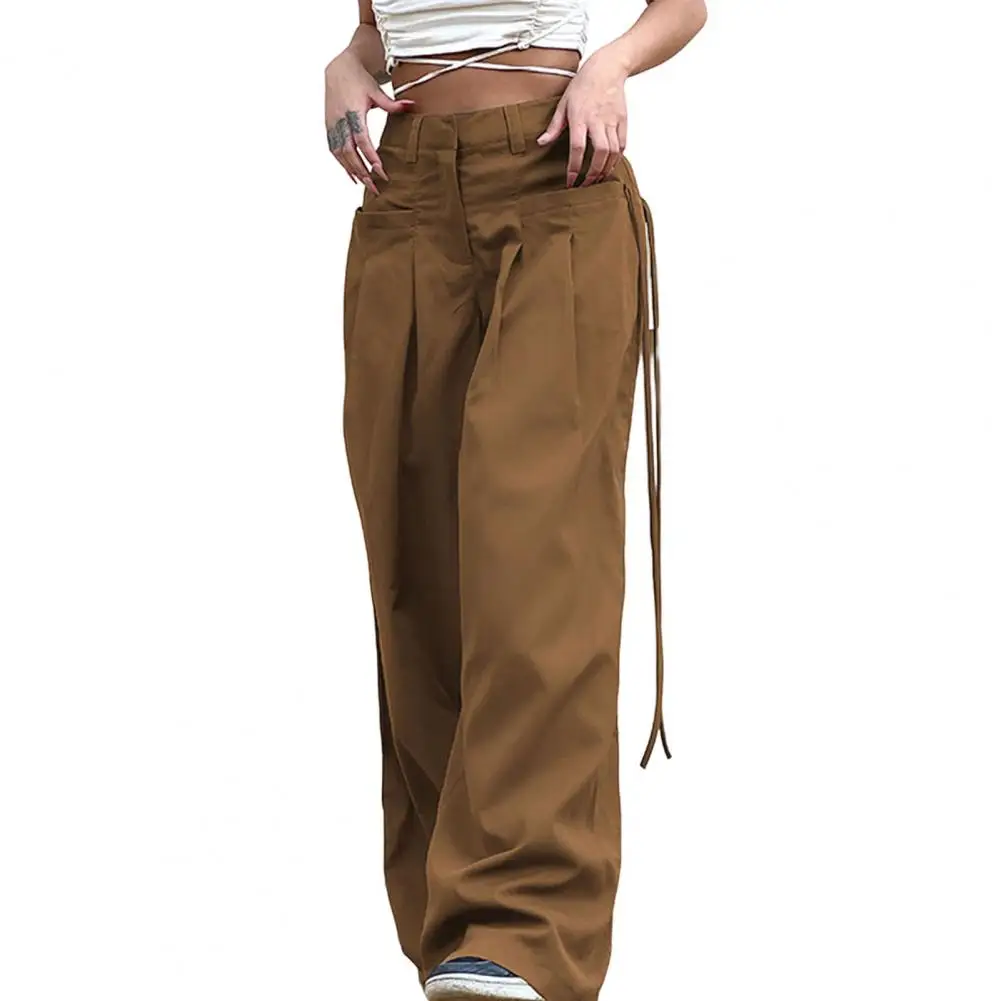 

Attractive Women Trousers Anti-pilling Dance Pants Low Waist Lady Solid Color Oversized Sports Casual Pants Lightweight